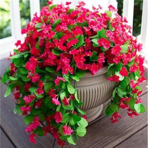 Artificial hanging flower vines UV resistant pink orchid outdoor decor plants